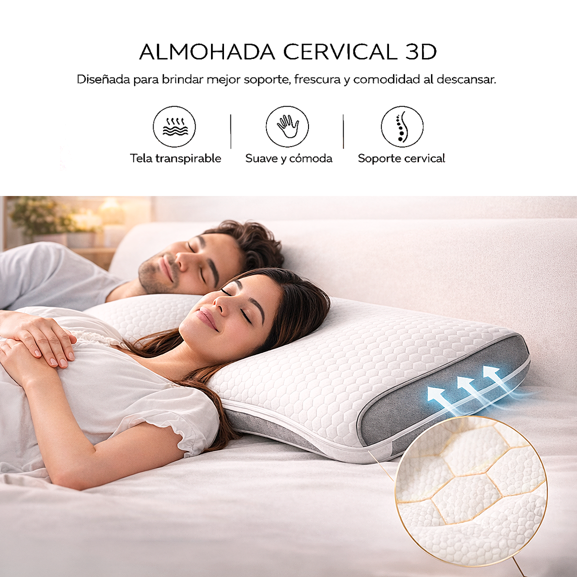 Almohada Cervical 3D - Alivia el Dolor de Cuello